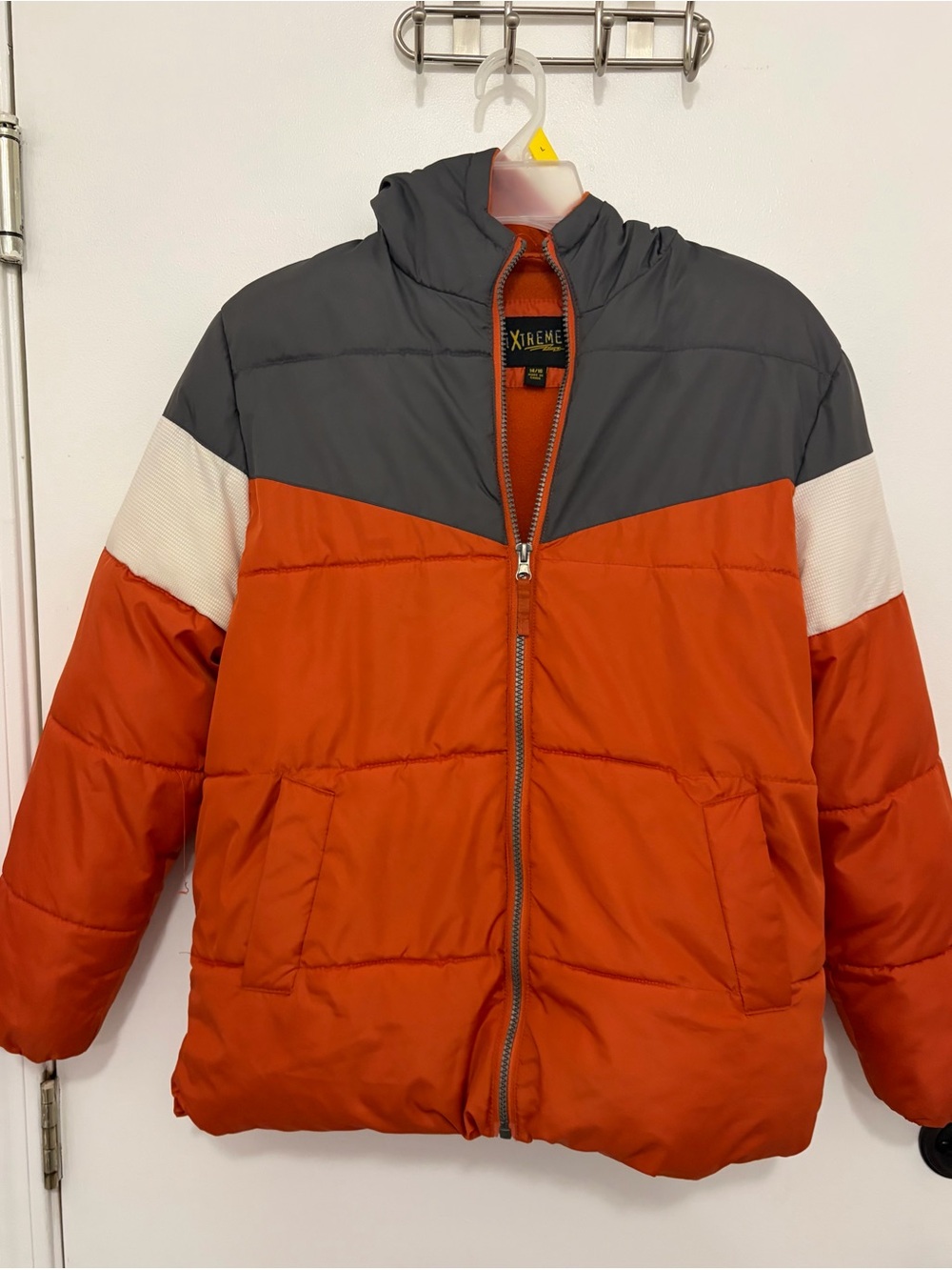 Kids Orange and Gray Colorblock Puffer Jacket by Xtreme